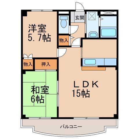 ラフォーレ21(2LDK/1階)の間取り写真