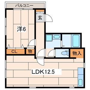 石山ビル(1LDK/2階)の間取り写真