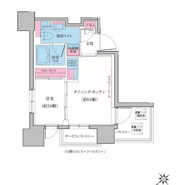クレヴィアリグゼ雪が谷大塚(1DK/7階)の間取り写真