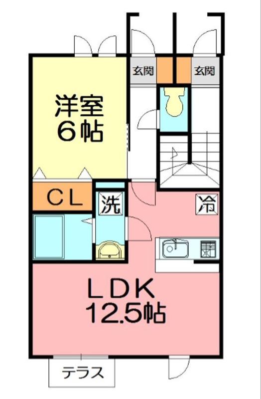 MARIAGE(1LDK/1階)の間取り写真