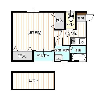 レジデンスTM河原町(1K/2階)の間取り写真