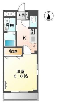ＪＲ予讃線 坂出駅 徒歩5分 3階建 築11年(1K/1階)の間取り写真