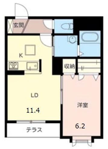 カルムリー福崎(1LDK/2階)の間取り写真