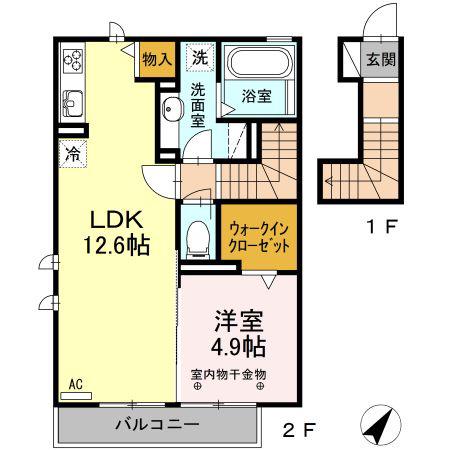 TSコート(1LDK/2階)の間取り写真