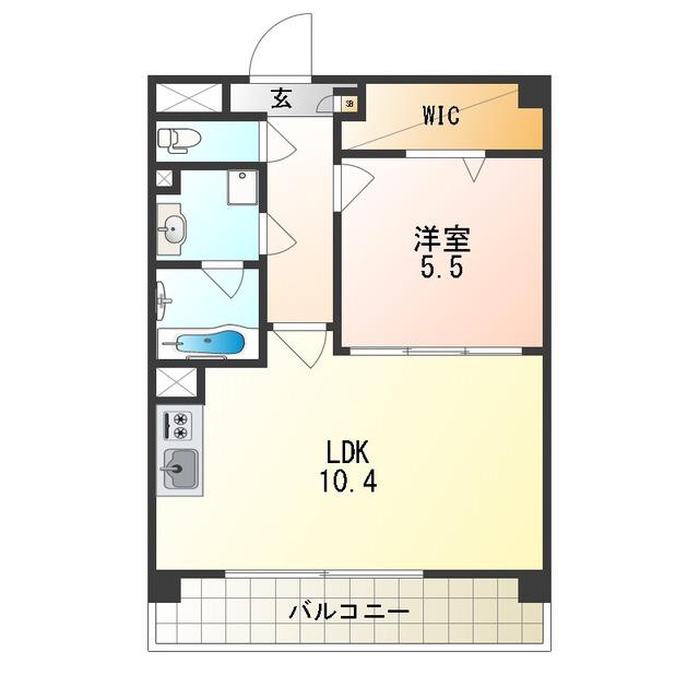 プレーヌうりわり(1LDK/4階)の間取り写真