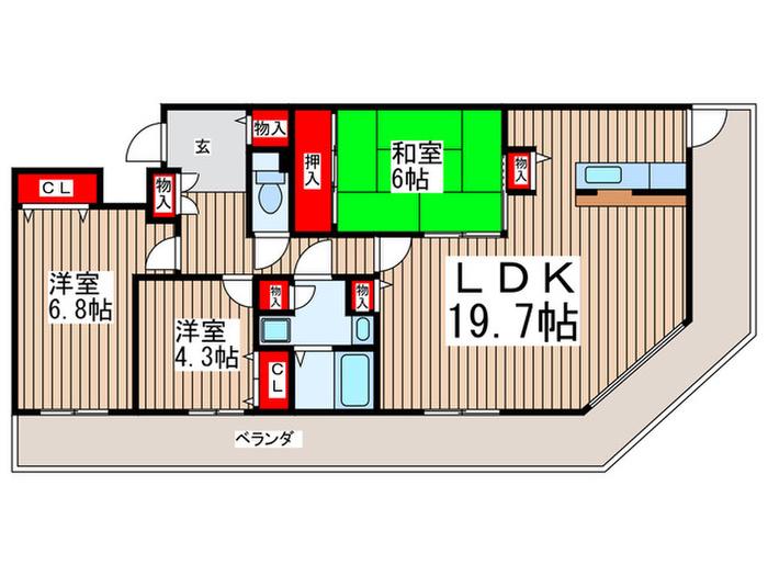 クリサンテーム妙典(3LDK/7階)の間取り写真