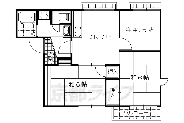 キャニオンビレッジA棟(3DK/1階)の間取り写真