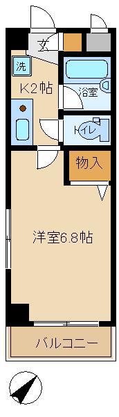 大竹ハイツ2(1K/2階)の間取り写真