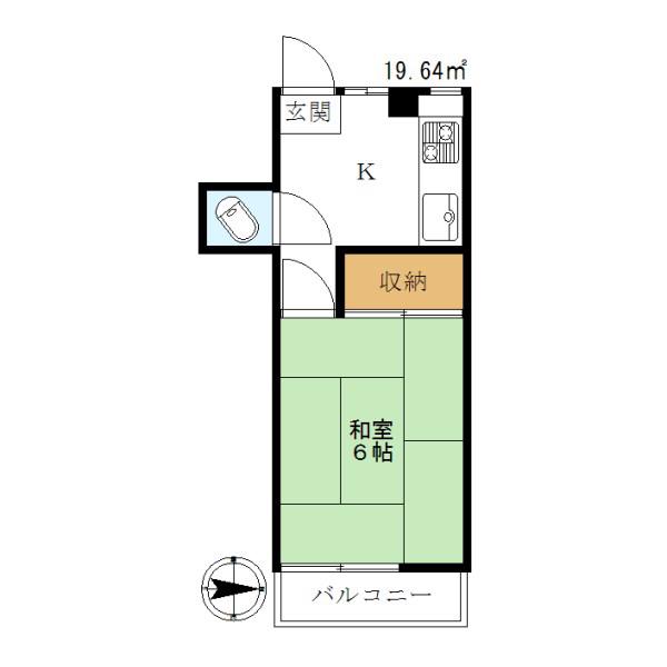 橋本マンション(1K/3階)の間取り写真