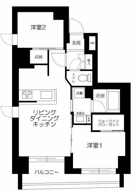 アルティザ東銀座(2LDK/2階)の間取り写真