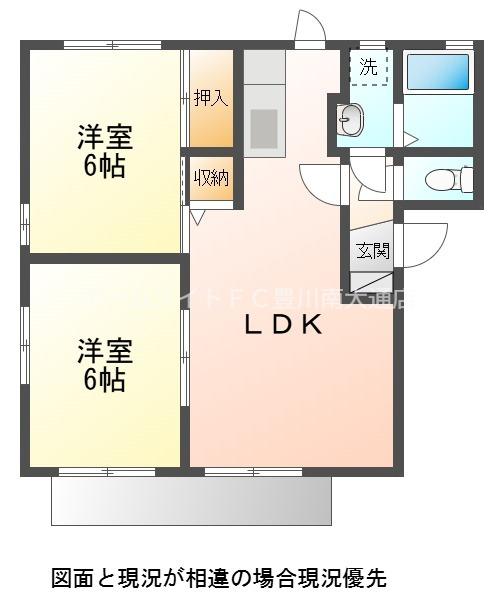 ハイツ熊谷(2LDK/1階)の間取り写真
