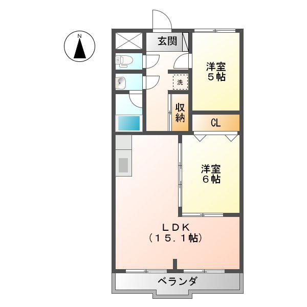 ピア34(2LDK/3階)の間取り写真