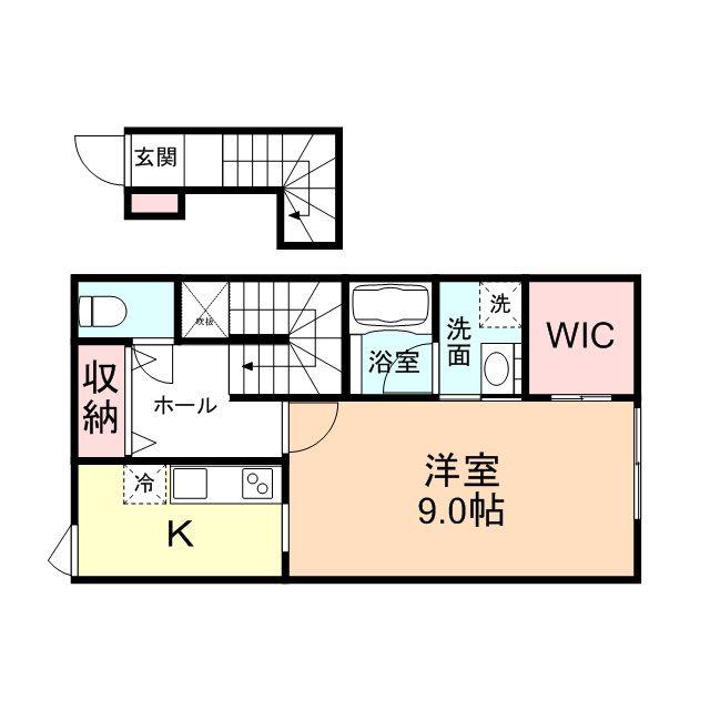 SQUARE GARDEN(1K/2階)の間取り写真
