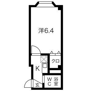 SQUARE FOUR(1K/3階)の間取り写真