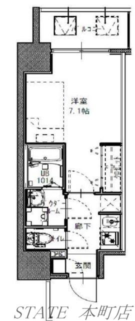 S-RESIDENCE福島玉川UNO(1K/13階)の間取り写真