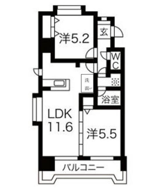 シャトーMURASEV(2LDK/5階)の間取り写真