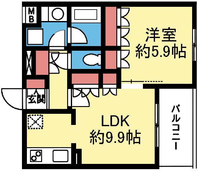 VILLE FRERES(1LDK/2階)の間取り写真