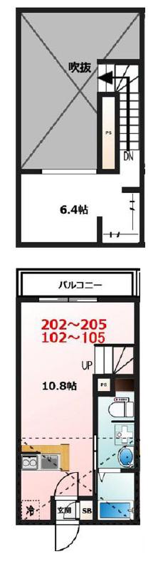 G BASE新松戸(ワンルーム/1階)の間取り写真