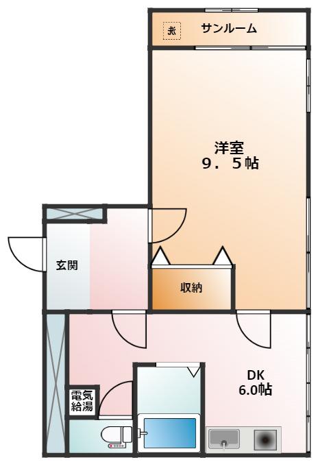 ウスダビル(1K/4階)の間取り写真