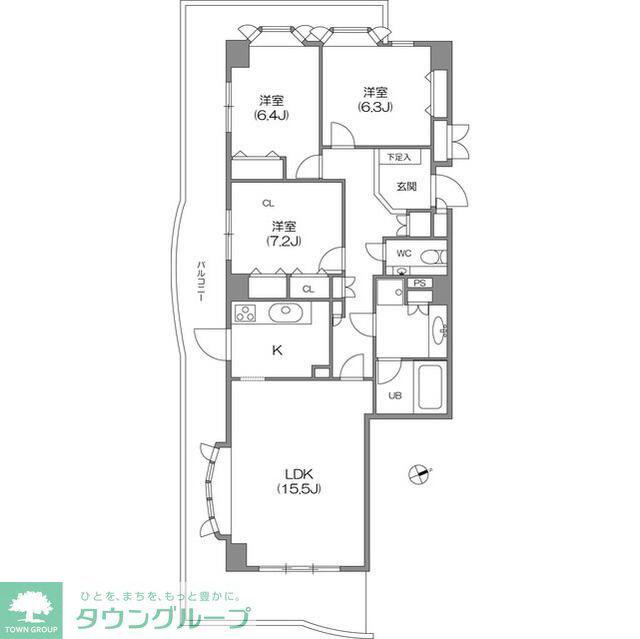 磯子台スカイマンション(3LDK/5階)の間取り写真