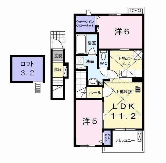 アーバン クレスト 奏(2LDK/2階)の間取り写真
