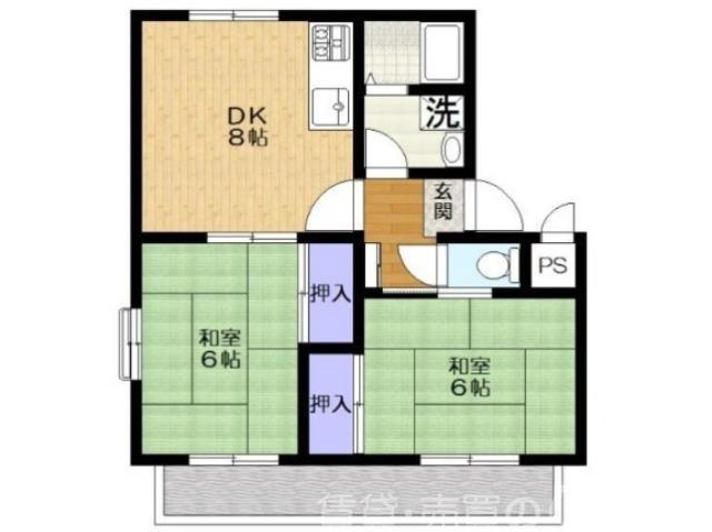 ソレイユ(2DK/2階)の間取り写真