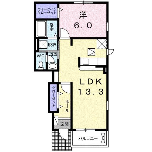 アルベンシス II(1LDK/1階)の間取り写真