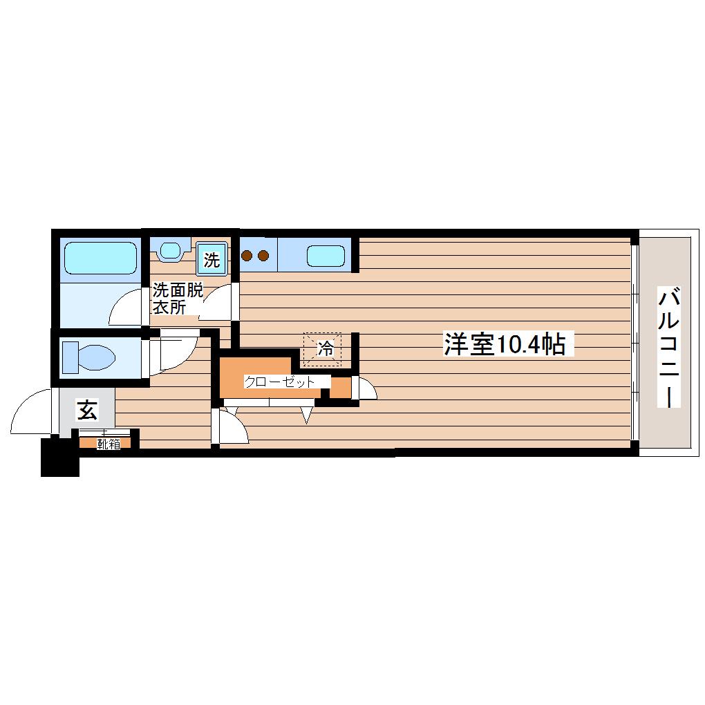アーバンフラッツ榴ヶ岡(1K/3階)の間取り写真