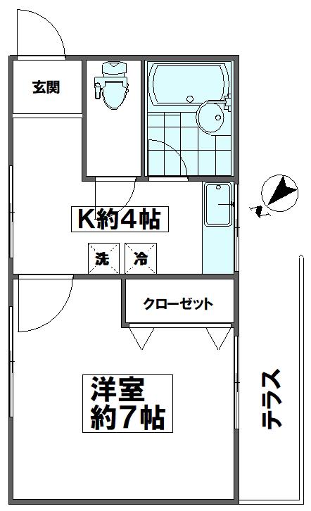 内倉ビル(1K/1階)の間取り写真