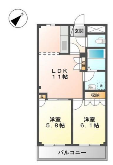 ソレイユ(2LDK/2階)の間取り写真