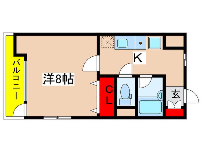 パールコート五月台(1K/2階)の間取り写真