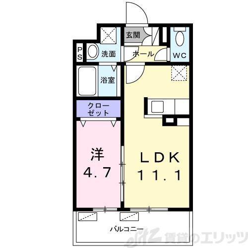 ネストージュ(1LDK/4階)の間取り写真