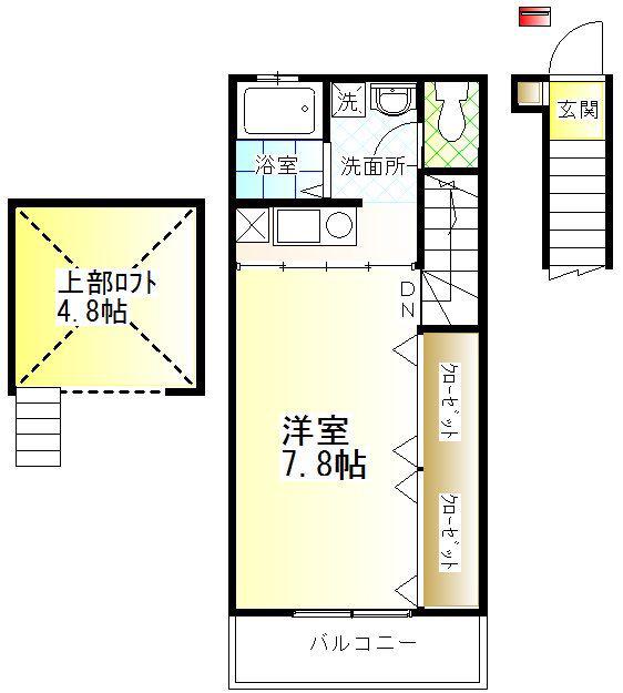 グランドール岩本III(1K/2階)の間取り写真
