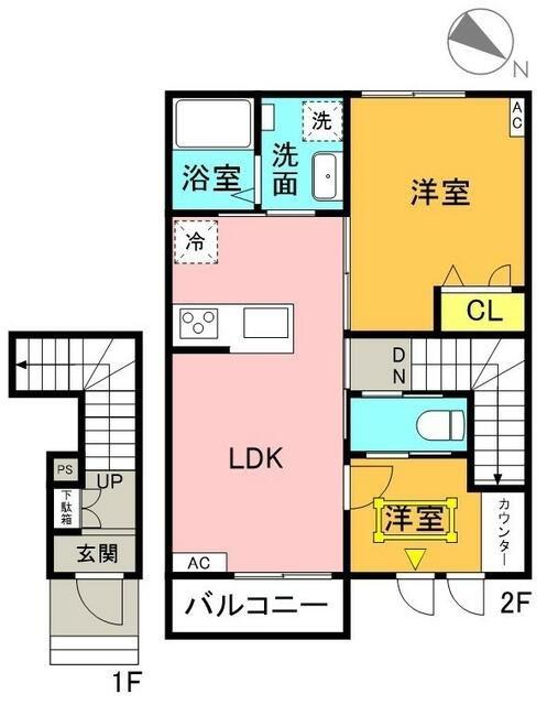 メゾン・ソレイユ(2LDK/2階)の間取り写真