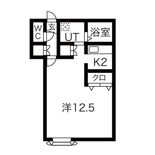 エルムII(1K/2階)の間取り写真