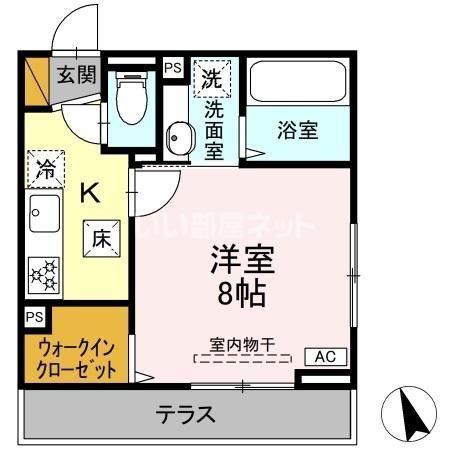 ソレイユ(1K/1階)の間取り写真
