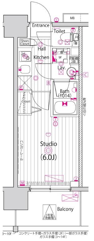 ガーラ・プライム川口(1K/2階)の間取り写真