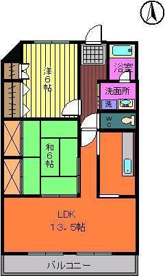 パークアベニューII(2LDK/4階)の間取り写真