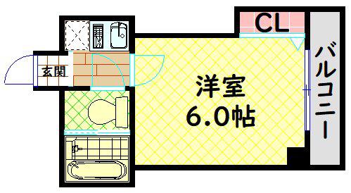 ミストラル本町ウエスト(1K/10階)の間取り写真