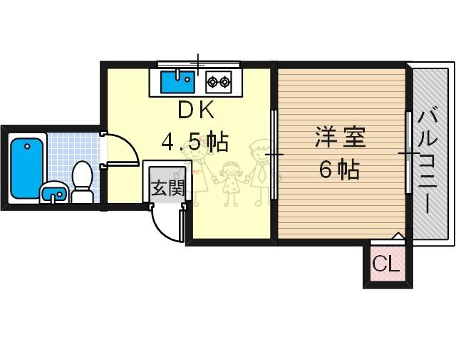 エクセルハイツ中野(1DK/2階)の間取り写真