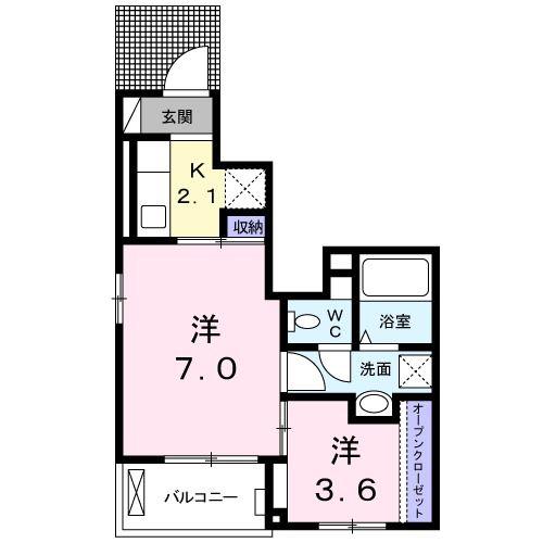 フォレストハイツII(1SK/1階)の間取り写真