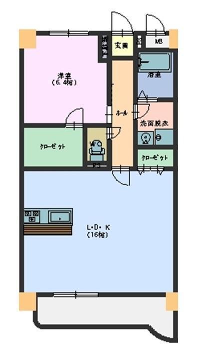 プリメーラ中央(1LDK/2階)の間取り写真