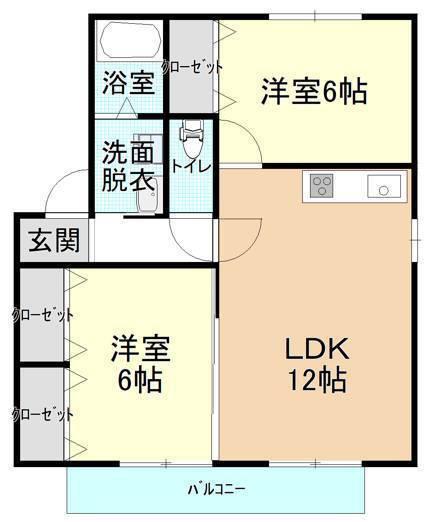 FOREST大内(2LDK/1階)の間取り写真