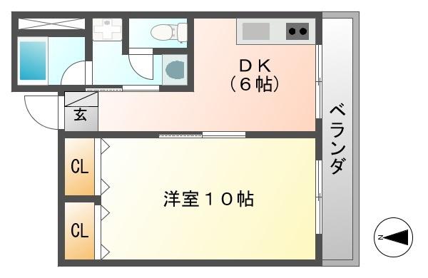 グランドシティ西宮I(1DK/4階)の間取り写真