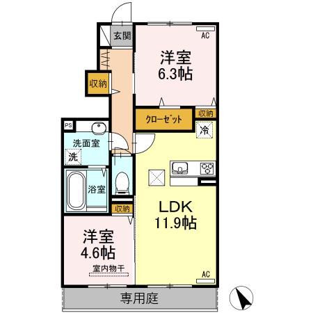 エトワール・セナ(2LDK/1階)の間取り写真