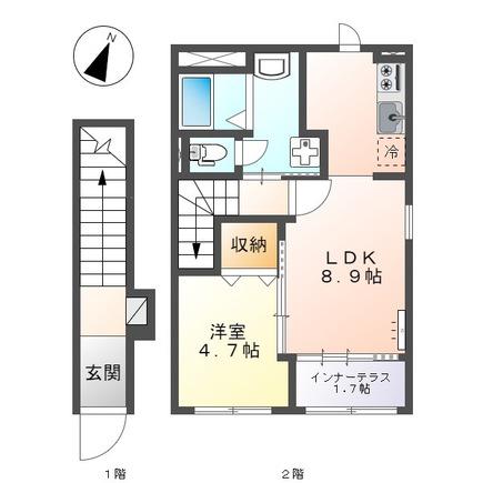 ディパーチャ いや(1LDK/2階)の間取り写真
