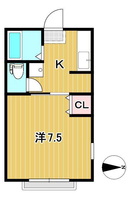 メゾンドのがみB(1K/2階)の間取り写真