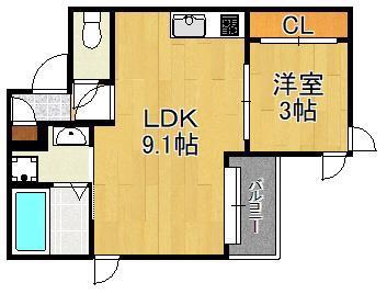 REGALESTラフィエ(1LDK/1階)の間取り写真