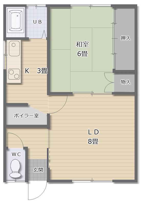 ブルーム大川(1LDK/2階)の間取り写真
