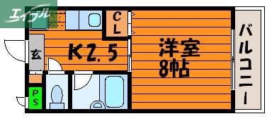 ラヴニール三野(1K/4階)の間取り写真